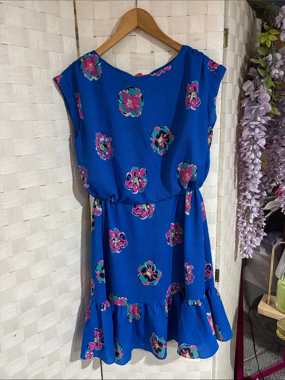 Lilly Pulitzer sleeveless blouson mini dress in "Royce Blue Of Corsage"
